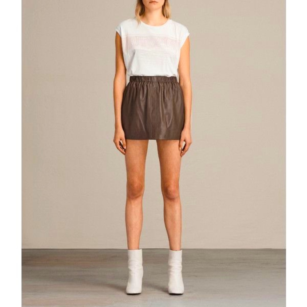 AllSaints Suko Genuine Sheep Leather Skirt